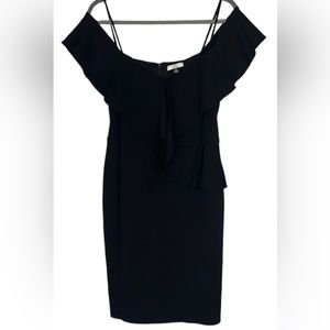 H by Halston Off The Shoulder Midi Black Dress Size 4